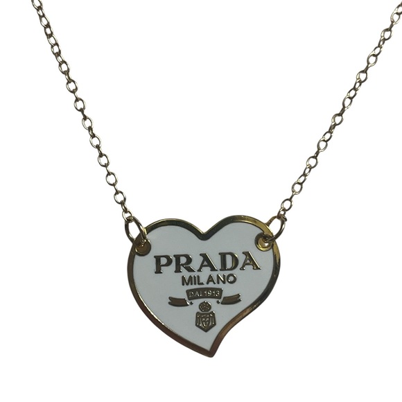 Upcycled Prada Pendent Chain Necklace 18K Plated Stainless - Picture 2 of 4